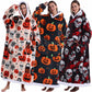 Halloween Print Sherpa Fleece Oversized Wearable Blanket Hoodie