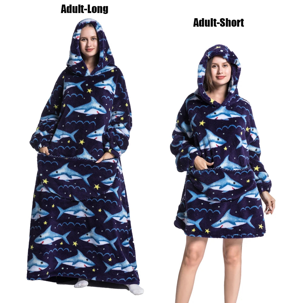 Cute Animal Prints Wearable Blanket Hoodie