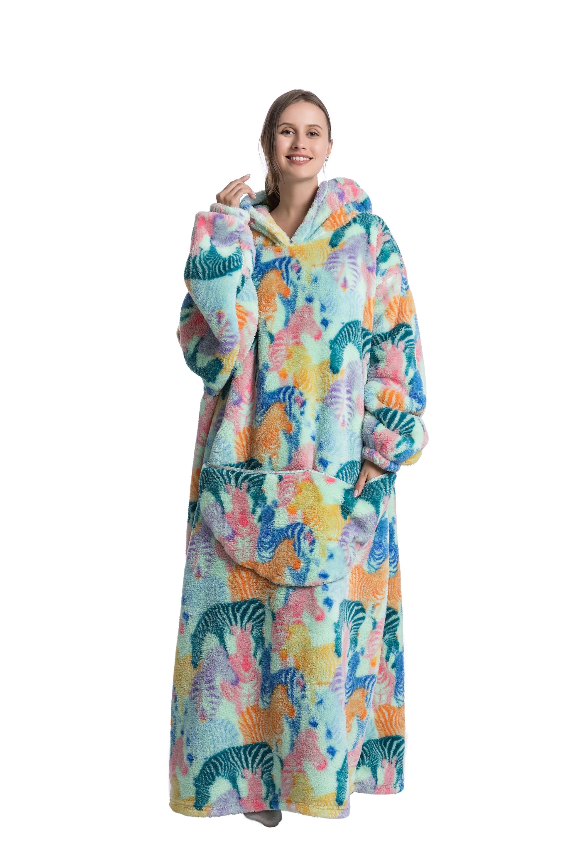 oversized dressing gown hoodie Fluffy Dressing Gown Fluffy Fleece Robe Pink