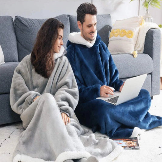 Thick Cozy Blanket Hoodie With Pockets