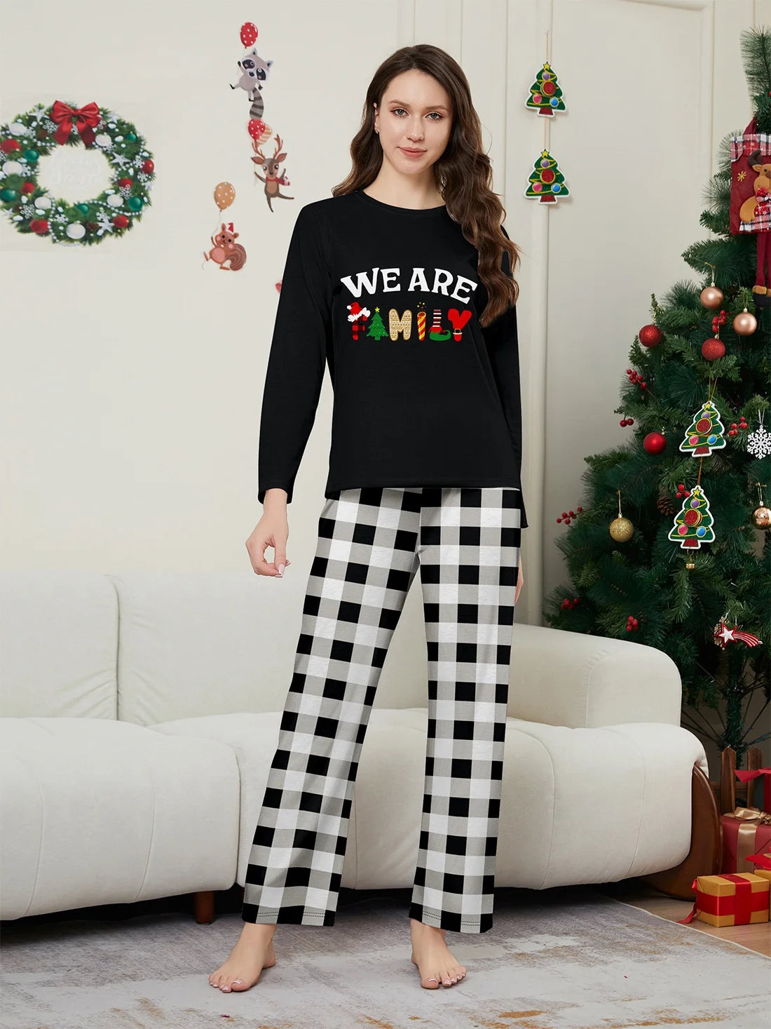We Are Family Plaid Christmas Pajamas