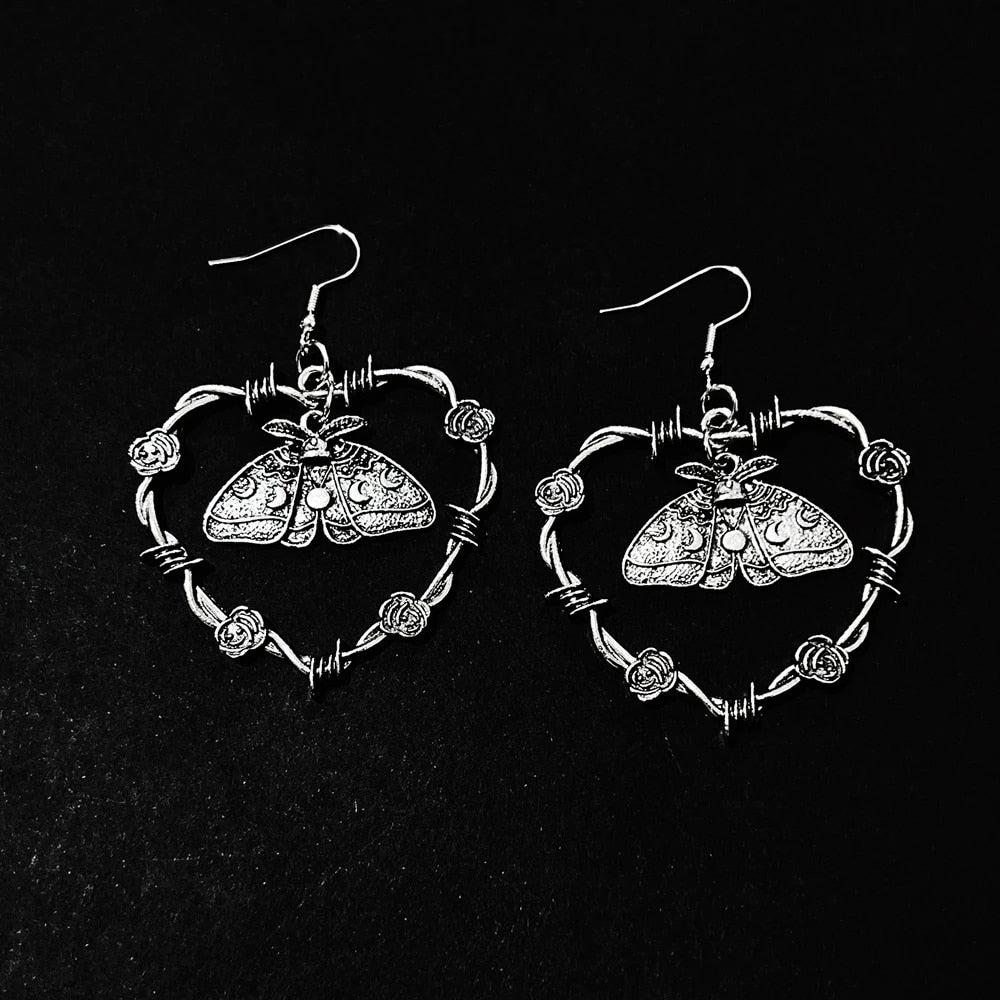 Gothic Barbed Wire Heart Earrings (Available in 7 Designs) BigBeryl