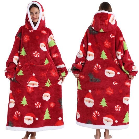 Cozy Christmas Oversized Sherpa Wearable Blanket Hoodie