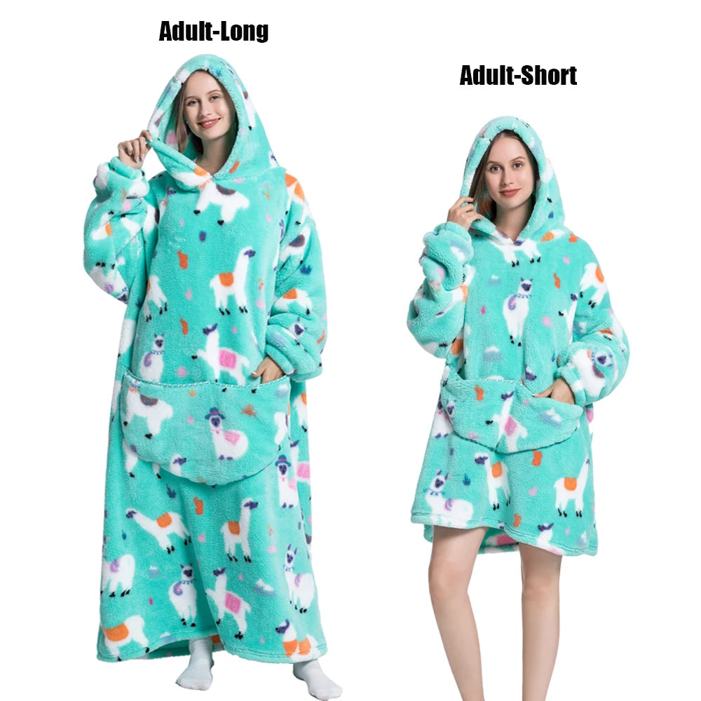 Cute Animal Prints Wearable Blanket Hoodie