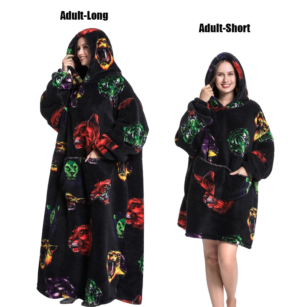 Cute Animal Prints Wearable Blanket Hoodie