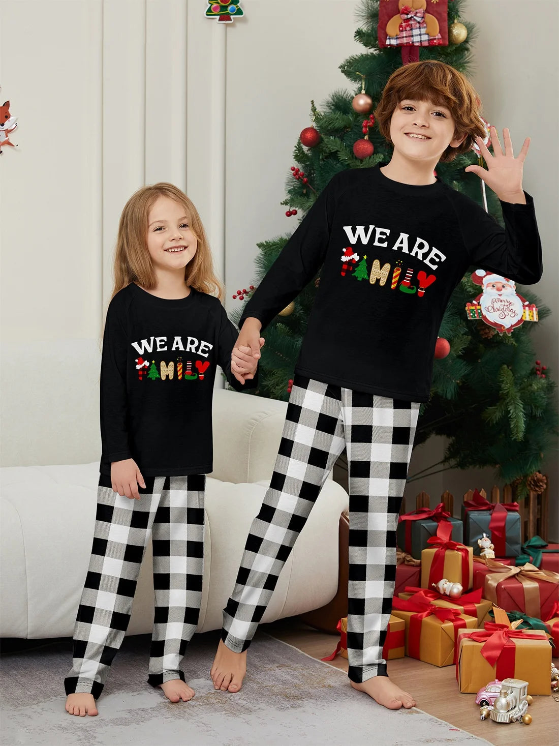 We Are Family Plaid Christmas Pajamas