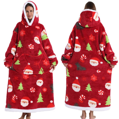 Cozy Christmas Oversized Sherpa Wearable Blanket Hoodie