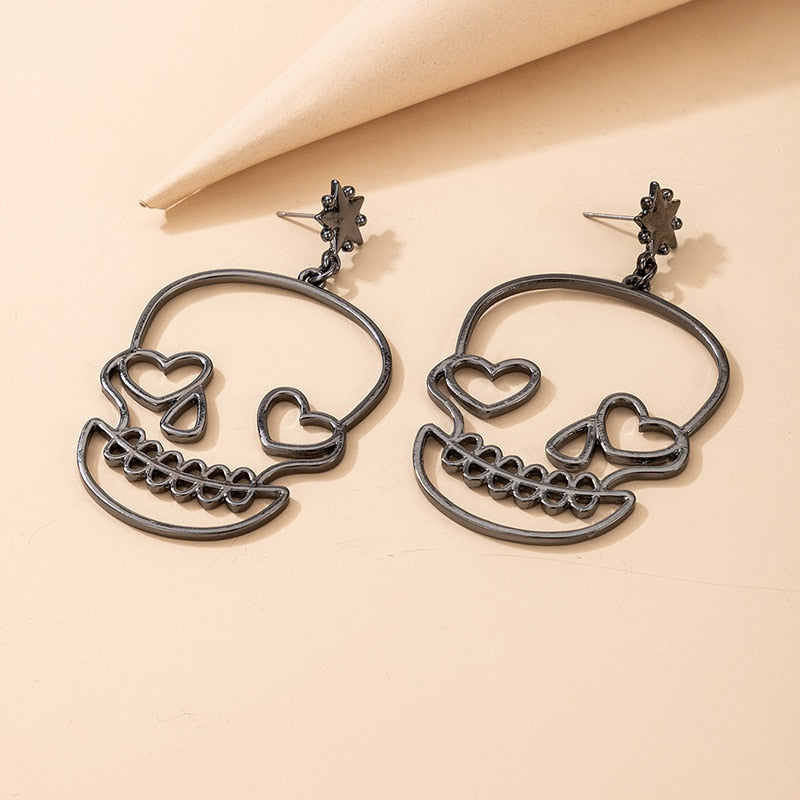 Halloween Skull Face Earrings BigBeryl