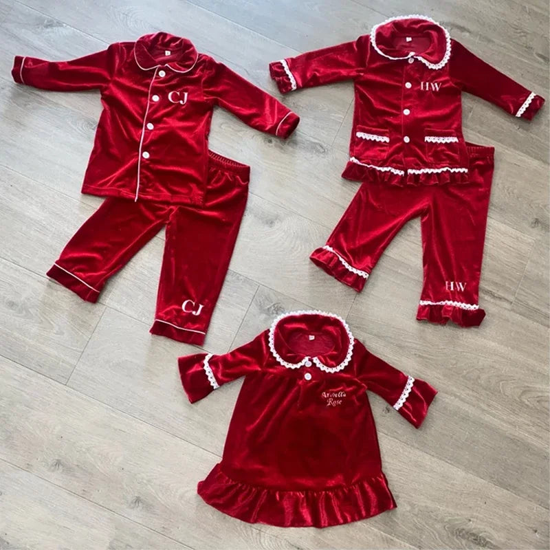 Luxury Velevt Christmas Family Pajamas Sets BigBeryl