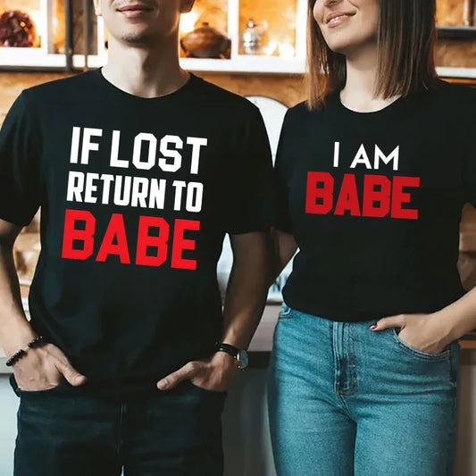 If Lost Return To Babe Couple Vacation Shirts