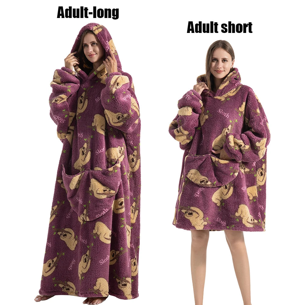 Cute Animal Prints Wearable Blanket Hoodie