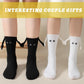 Magnetic Hand Holding Matching Socks for Couples (1 Pair, Black or White, Unisex)