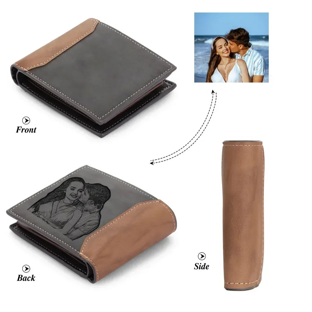 Personalized Wallet for Men – Custom Photo & Name Bifold Wallet