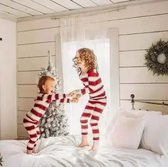 Striped Xmas Family Matching Pajamas