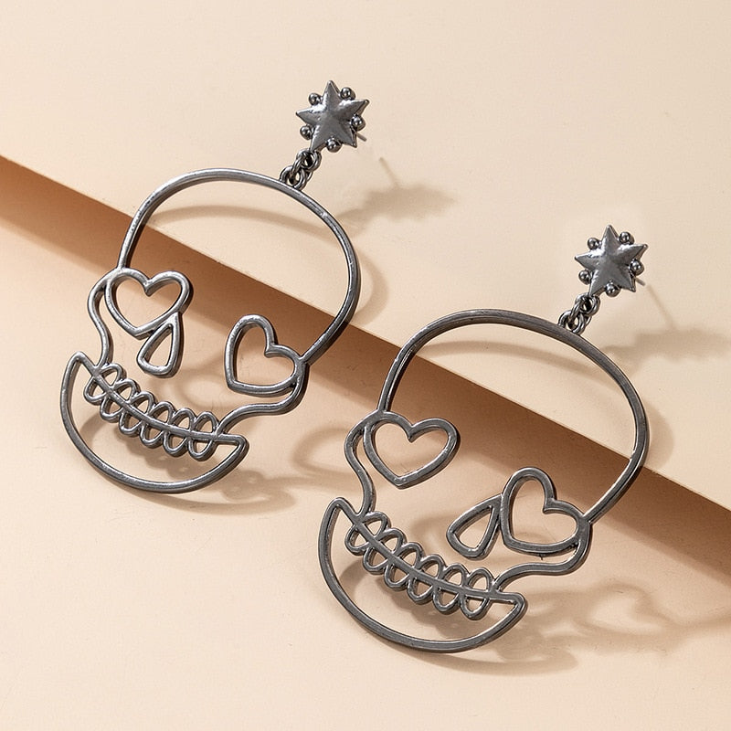 Halloween Skull Face Earrings BigBeryl