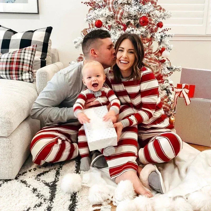 Striped Xmas Family Matching Pajamas