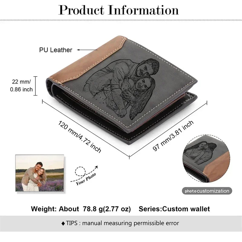 Personalized Wallet for Men – Custom Photo & Name Bifold Wallet