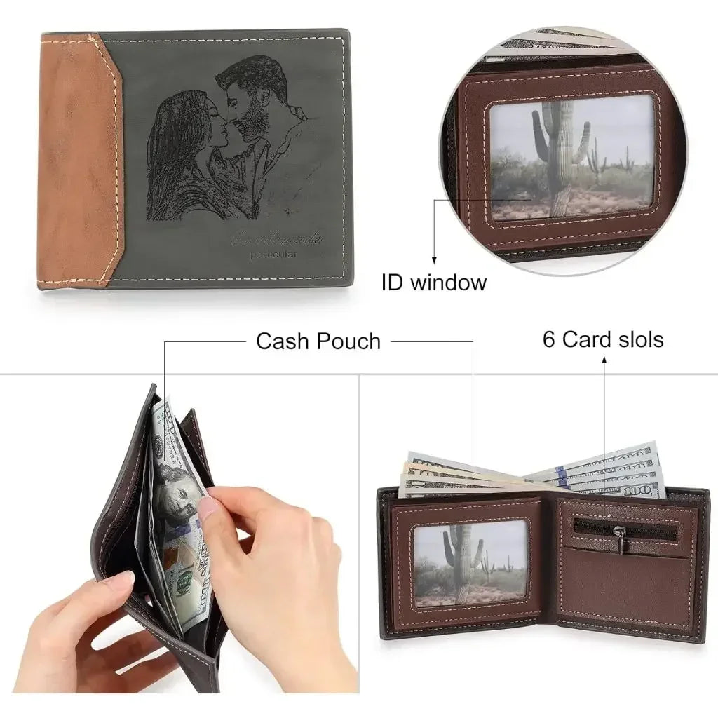 Personalized Wallet for Men – Custom Photo & Name Bifold Wallet