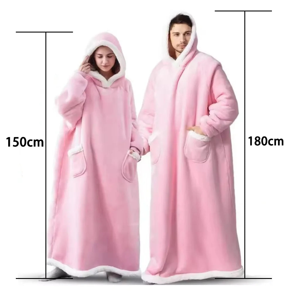 Thick Cozy Blanket Hoodie With Pockets