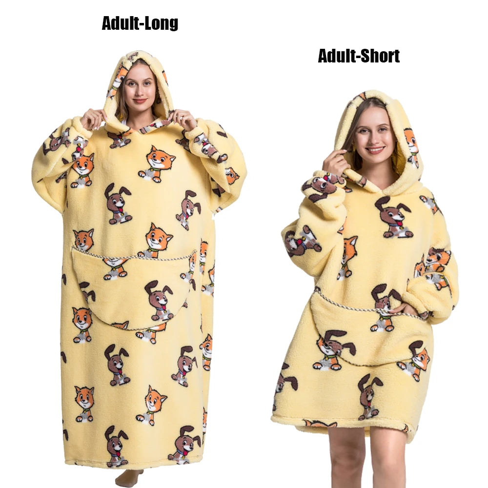 Cute Animal Prints Wearable Blanket Hoodie