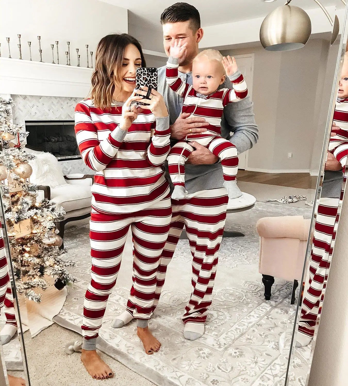 Striped Xmas Family Matching Pajamas