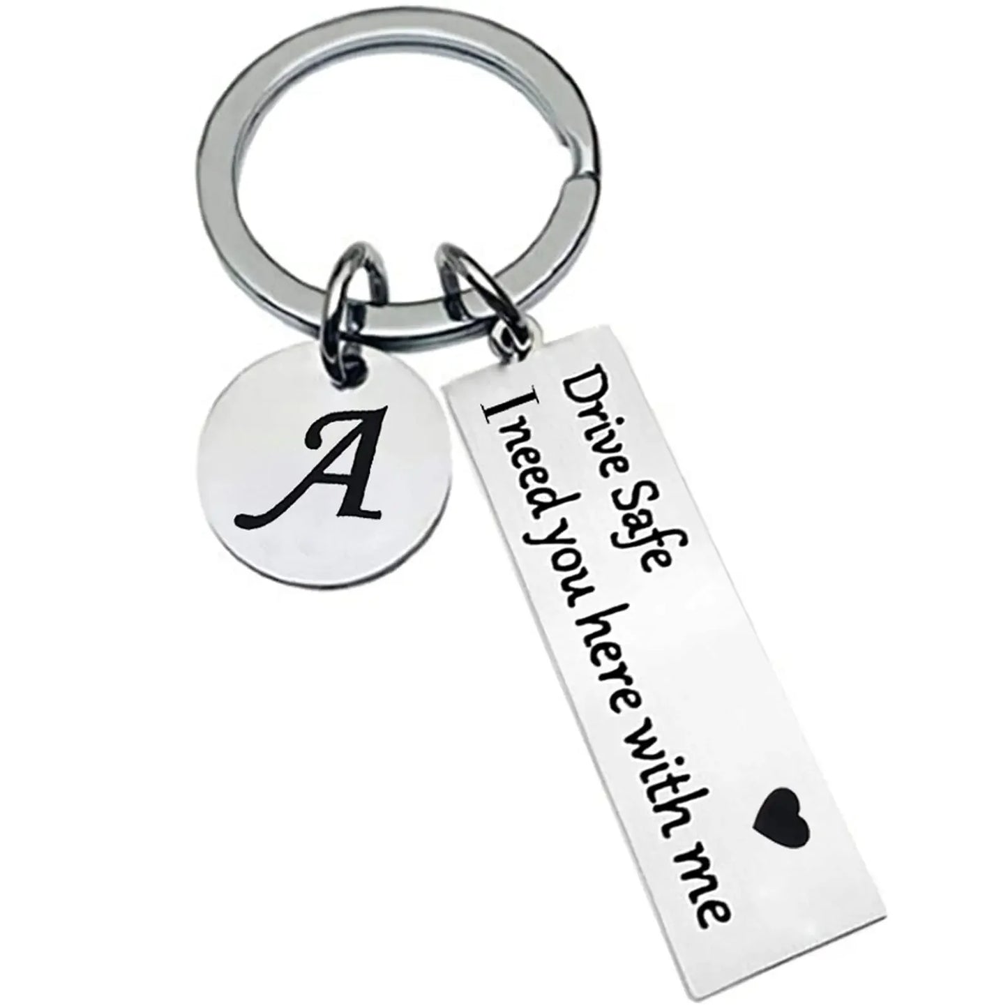 Drive Safe Keychain With Custom Initials Charm