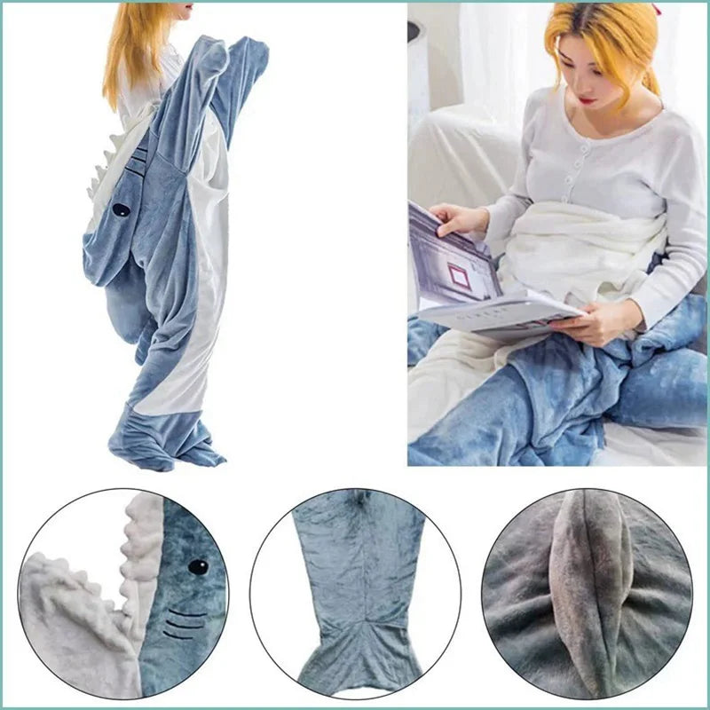 Viral Shark Sleeping Bag Plush Full-Body Wearable Blanket