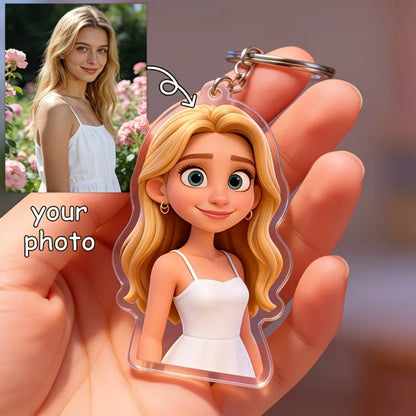 Personalized 3D Cartoon Couple Custom Photo Acrylic Keychain