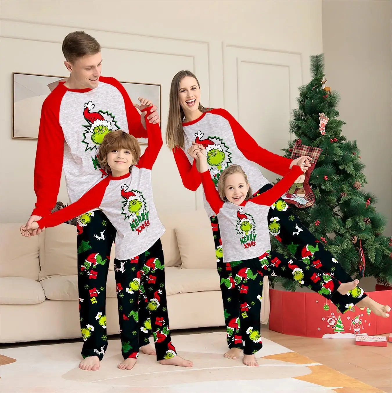 De Grinch Matching Family Christmas Pyjamas Volwassenen Kinderen Snug Passen 3110094476