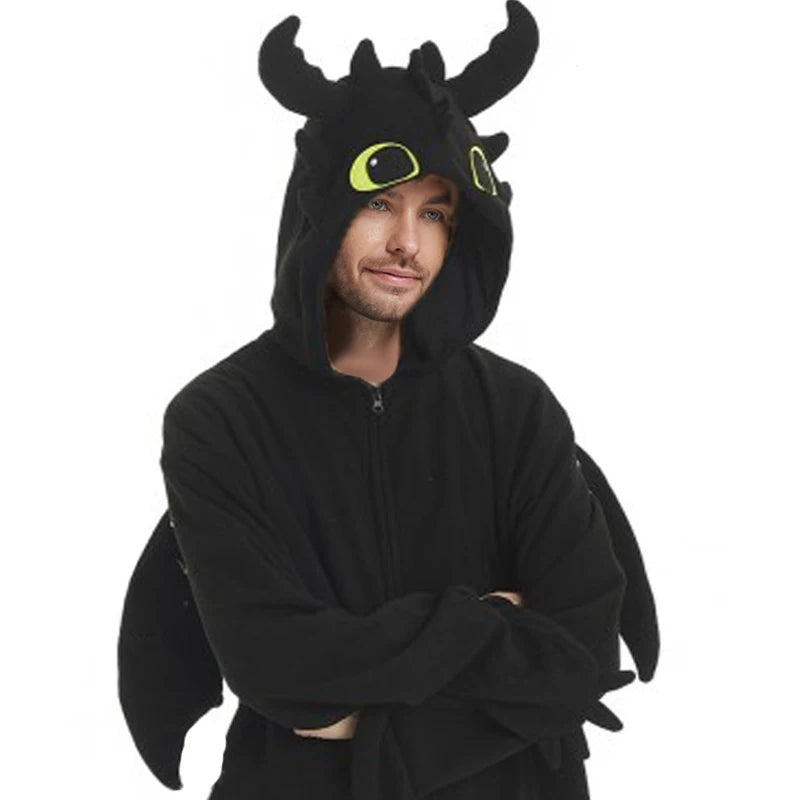 3D Black and White Dragon Onesies for Couples
