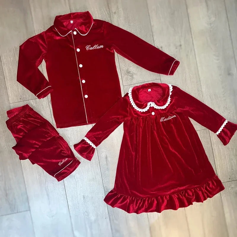 Luxury Velevt Christmas Family Pajamas Sets BigBeryl