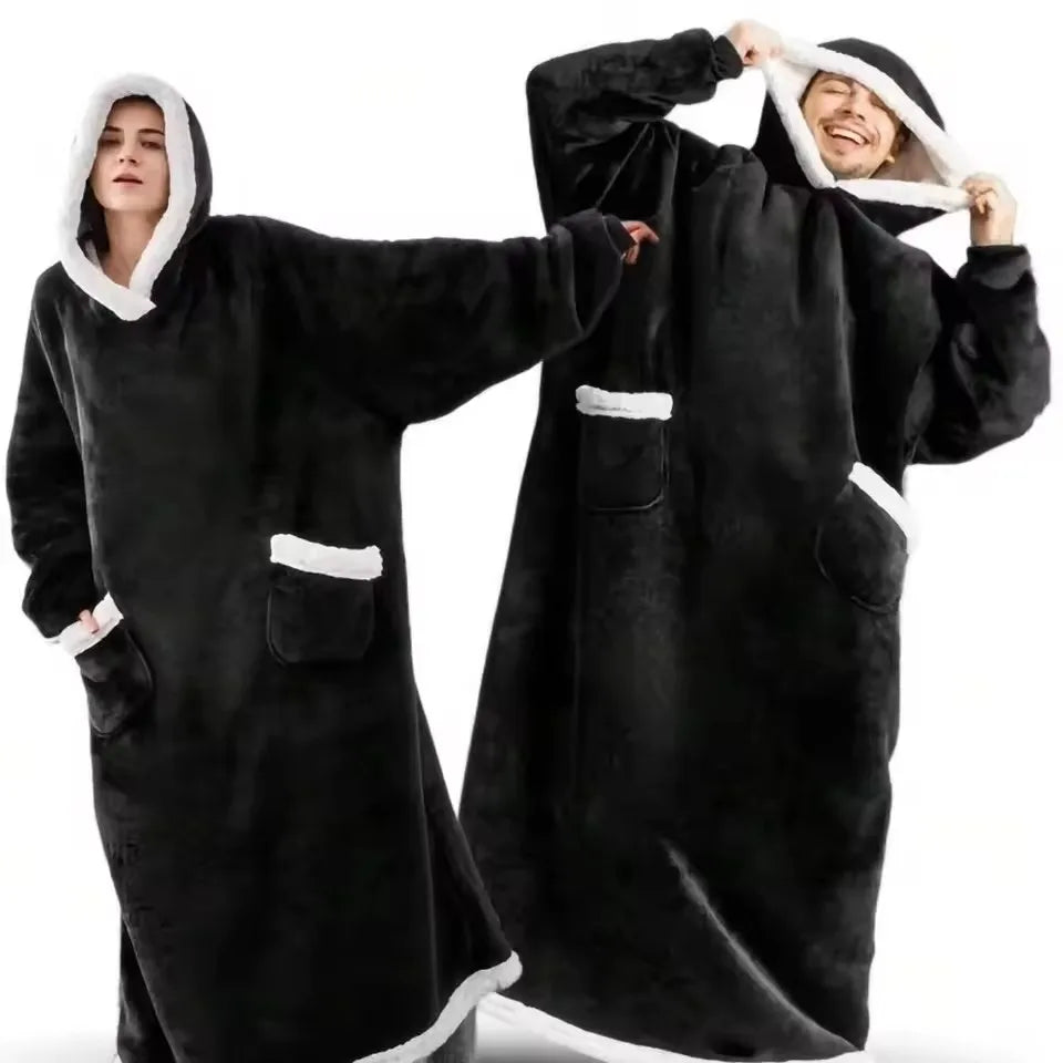 Thick Cozy Blanket Hoodie With Pockets
