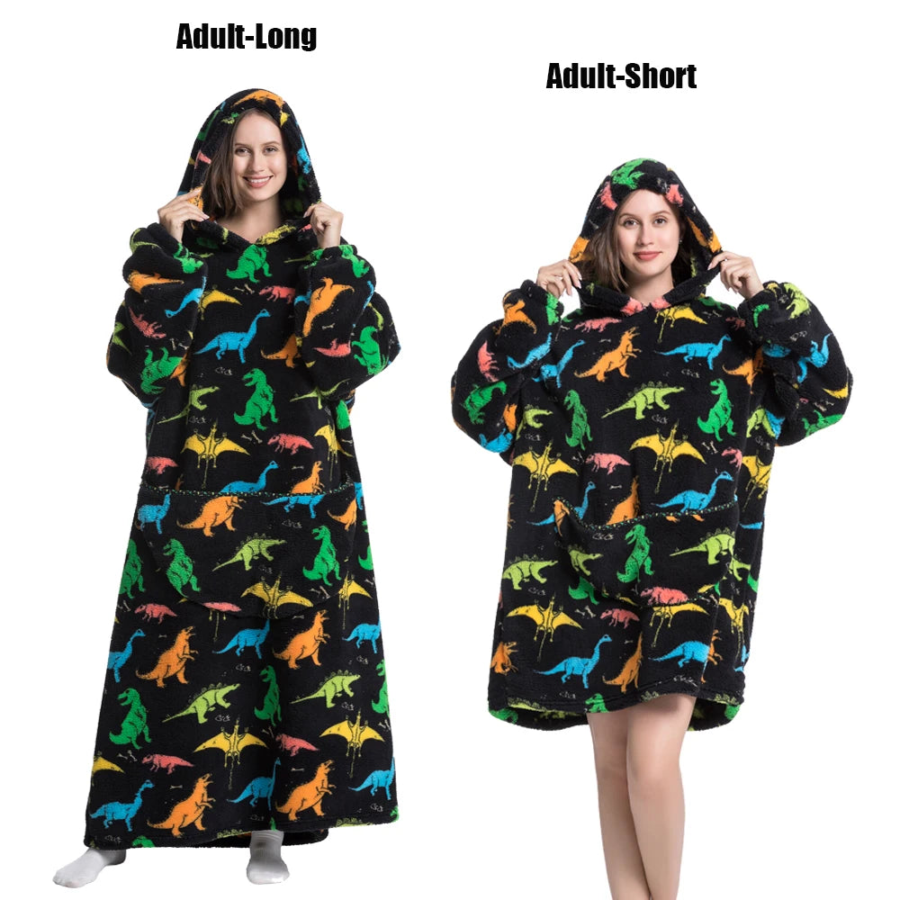 Cute Animal Prints Wearable Blanket Hoodie