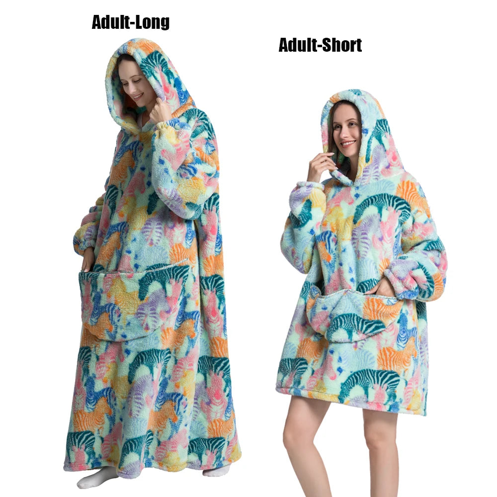 Cute Animal Prints Wearable Blanket Hoodie