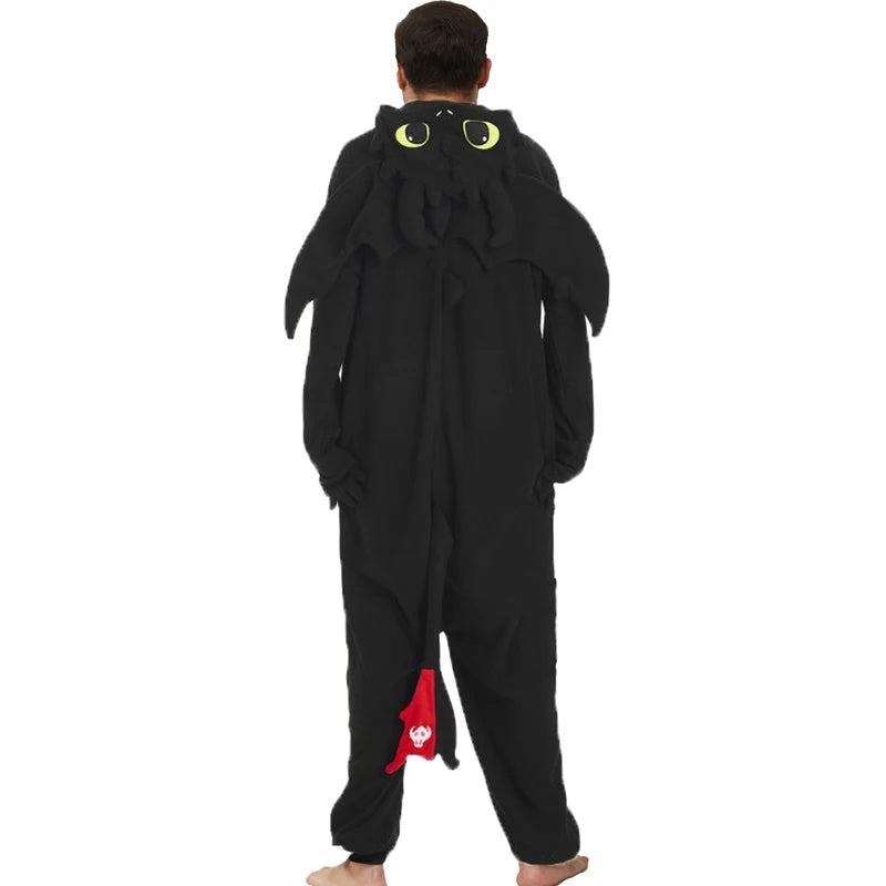 3D Black and White Dragon Onesies for Couples