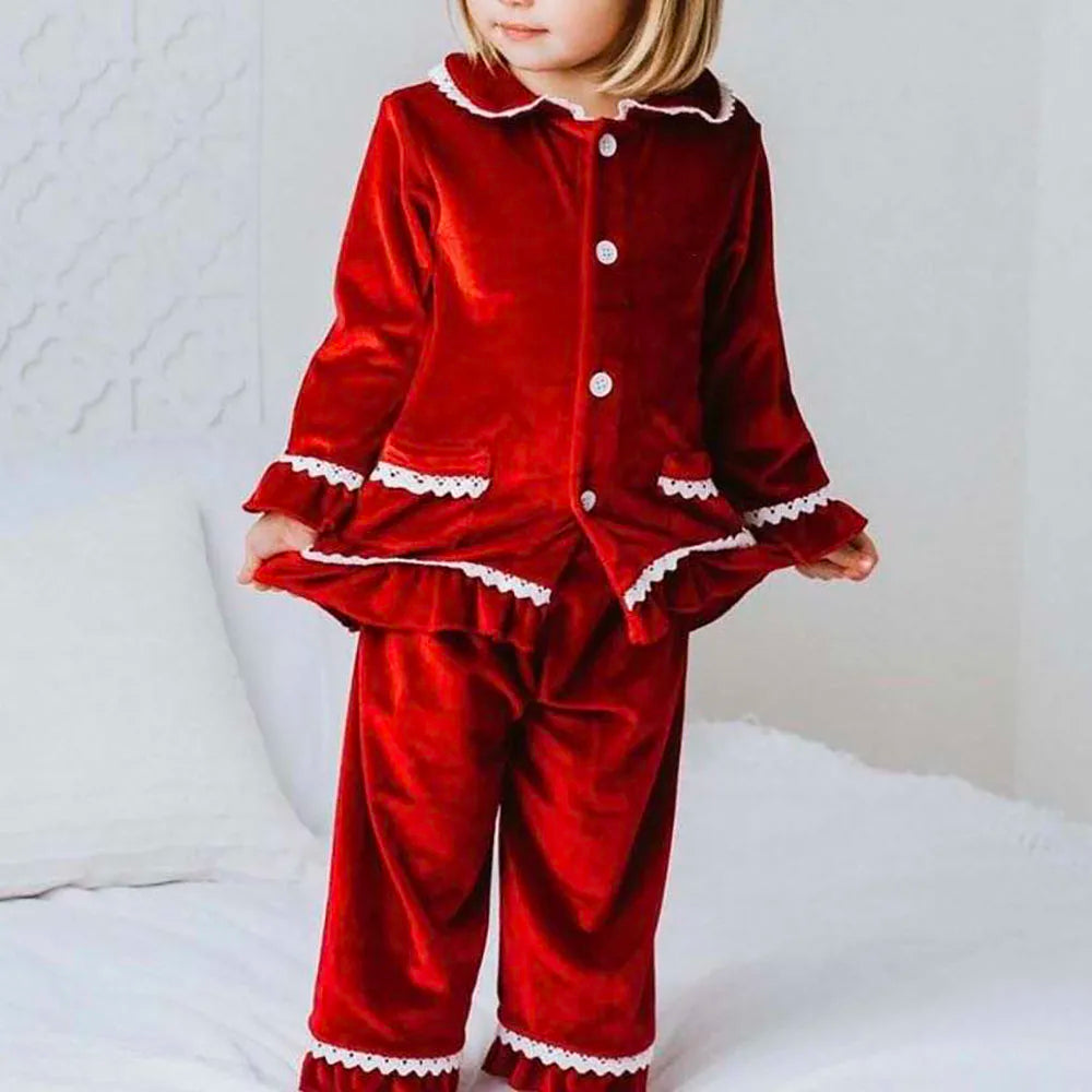 Luxury Velevt Christmas Family Pajamas Sets BigBeryl