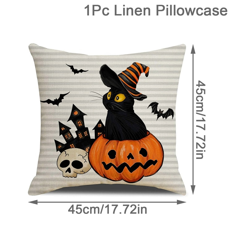 Halloween Theme Linen Cushion Covers