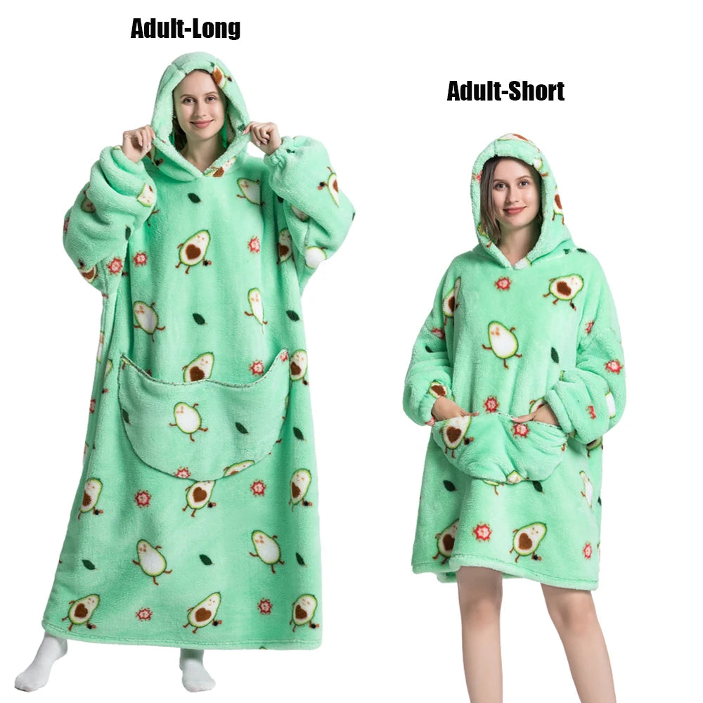 Cute Animal Prints Wearable Blanket Hoodie