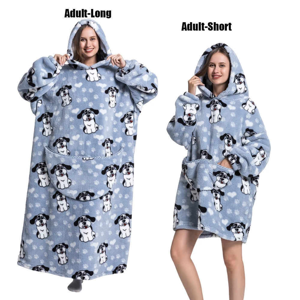 Cute Animal Prints Wearable Blanket Hoodie