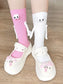 Magnetic Hand Holding Socks with 3D Eyes – Funny Couple Socks in Red, Yellow, Green & Pink (1 Pair, Unisex)