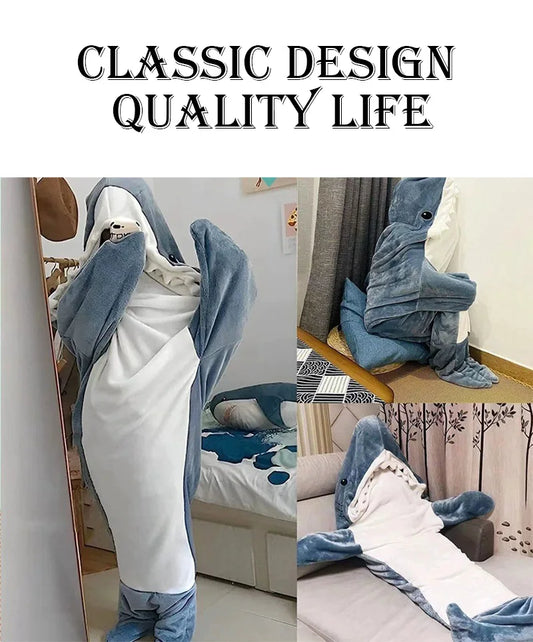 Viral Shark Sleeping Bag Plush Full-Body Wearable Blanket