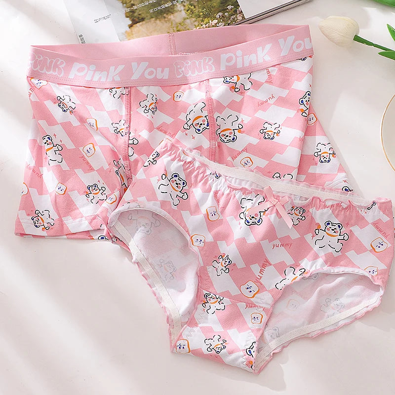 Kawaii Matching Ice Silk Couple Underwear
