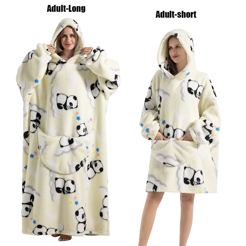 Cute Animal Prints Wearable Blanket Hoodie