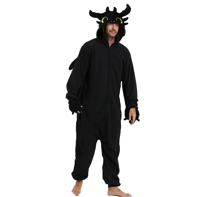 3D Black and White Dragon Onesies for Couples