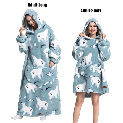 Cute Animal Prints Wearable Blanket Hoodie