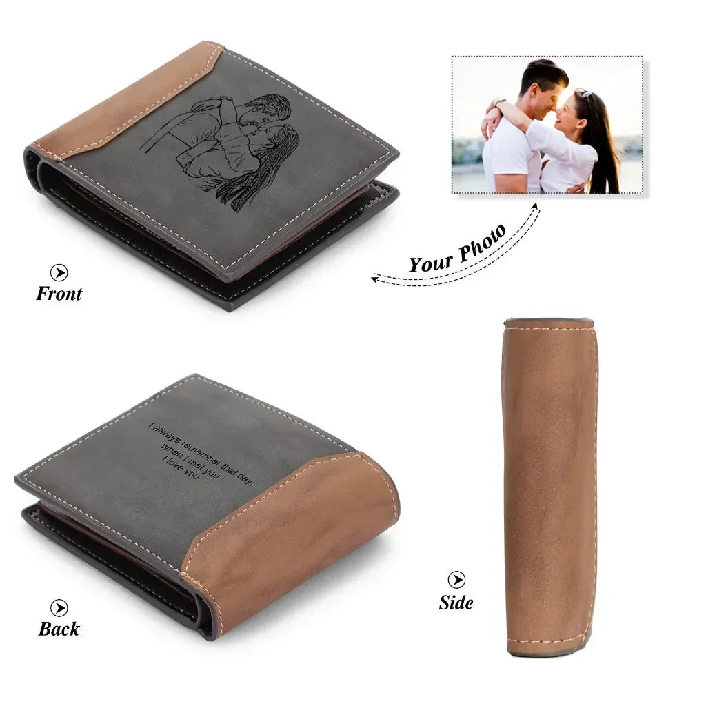 Personalized Wallet for Men – Custom Photo & Name Bifold Wallet