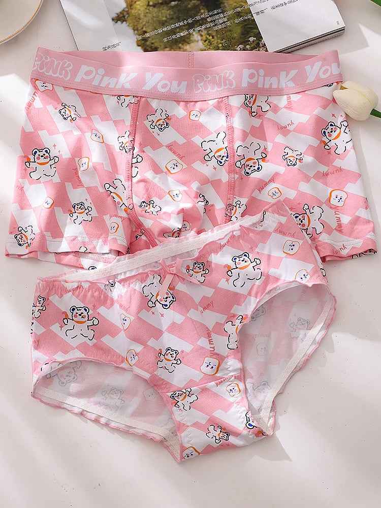 Kawaii Matching Ice Silk Couple Underwear