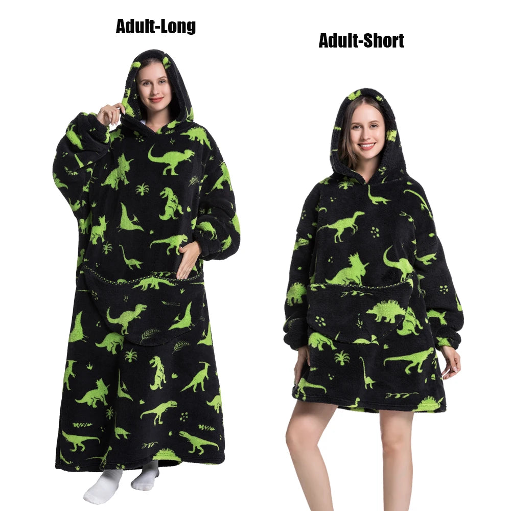 Cute Animal Prints Wearable Blanket Hoodie