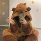 3D Capybara Plush Fleece Hooded Loungewear Suit
