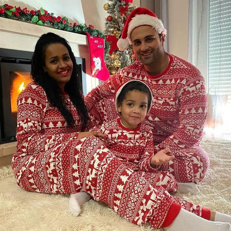 Red Xmas Spirit Matching Family Pajamas